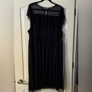 Torrid Black Sheer Lace Star Midi Dress Ruffle sleeves size 4X